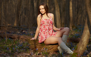 Anna hotchkis woodland flower dress - in the wood free wallpaper