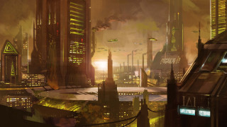 Futuristic city lights smoke afrofuturism - craig mullins free wallpaper
