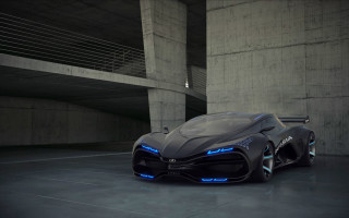 Futuristic car dark room blue 2 - a blue light free wallpaper