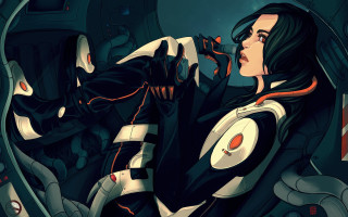 Futuristic woman cyberpunk space station - a space station free wallpaper