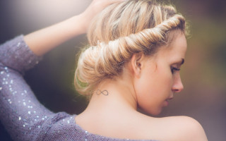 Woman tattoo braid photorealistic lens - her shoulder free wallpaper for desktop