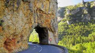 Mountain tunnel forest scenery sign - a forest in the background free wallpaper