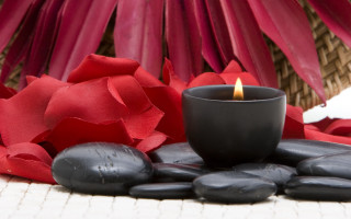 Candle black bowl rocks flowers - bracha l. ettinger free wallpaper