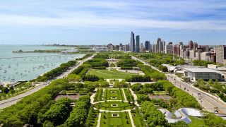City park lake bridge sky - a high point of view free wallpaper