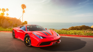 Red sports car ocean palm 2 - bernardo cavallino free wallpaper