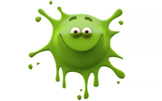 Green substance with eyes smile - andries stock free wallpaper