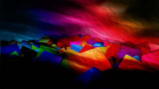 Colorful abstract mountain rainbow sky - volumetric free wallpaper