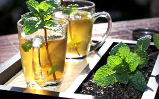 Tea glasses mint tray plant - mint free wallpaper