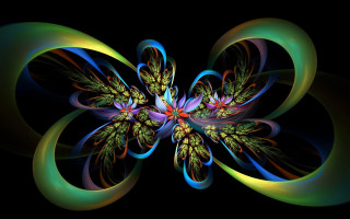 Colorful fractal flower blue butterfly - analytical art free wallpaper