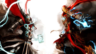 Cedric armored heroes red capes - two character free wallpaper