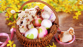 Easter eggs basket toy sheep - a basket free wallpaper
