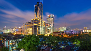 City skyline night blue sky 2 - tall building free wallpaper