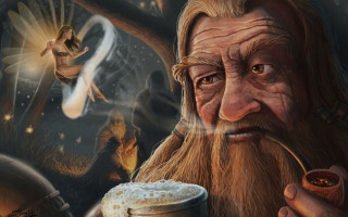 Wizard fairy beer pipe fantasy - digital painting free wallpaper