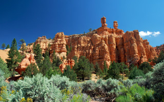 Mountain forest bridge castle sky - side and a sky background free wallpaper