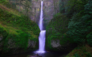 Waterfall forest person tiltshift night - a waterfall in a forest free wallpaper