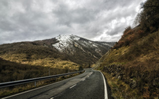 Mountain road cloudy sky forest - edi rama free wallpaper
