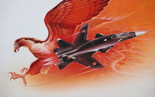Bird flying jet military airbrush - its mouth free wallpaper