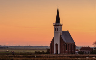 Church steeple clock tower sunset - a church free wallpaper