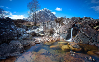 Small waterfall rocky area nature - a small waterfall free wallpaper