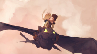 Boy girl dragon sky cloud - dragon art free wallpaper