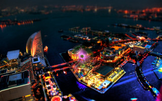 City night ferriswheel bridge skyline - a city free wallpaper
