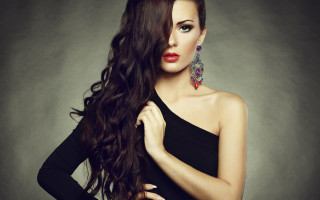 Woman blackdress longhair earing portrait - neoclassicism free wallpaper for desktop