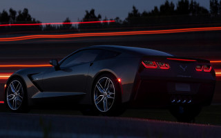 Black sports car night road 6 - long exposure free wallpaper