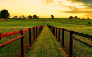 Fence field sunset barn mountain - a grassy field free wallpaper