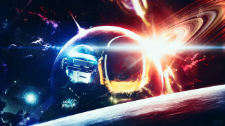 Space astronaut bright light planet - space art free wallpaper