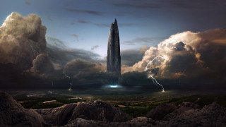 Tower clouds lightning sky fantasy - a tall tower free wallpaper