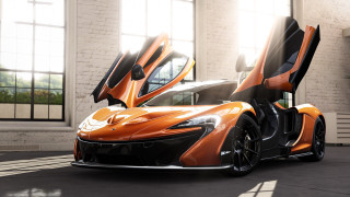 Orange car garage open doors - andrew law free wallpaper