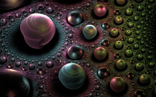 Colorful balls water droplets black - a surface free wallpaper