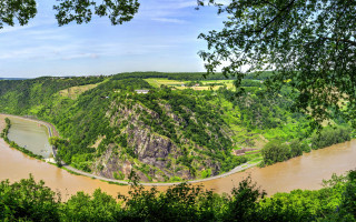 River forest hillside matte painting - hillside next free wallpaper