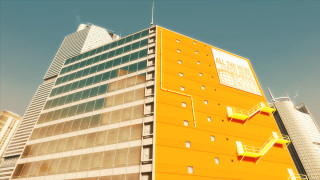 Tall building yellow sign cityscape - modular free wallpaper