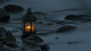 Lantern rock water night gothic - the rock free wallpaper