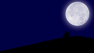 Couple hill fullmoon night sky - full moon free wallpaper