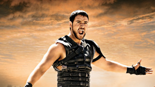 Leather man sunset matte painting - his hands out free wallpaper