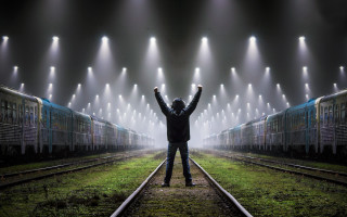 Man standing train track urban - filip hodas free wallpaper