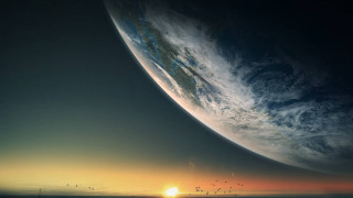 Large planet sun birds matte - a few bird free wallpaper