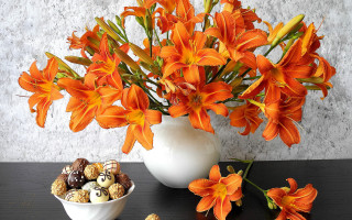 Orange flower bowl chocolates marble - a vase free wallpaper
