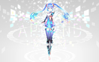 Woman blue outfit hologram cityscape - a blue outfit free wallpaper