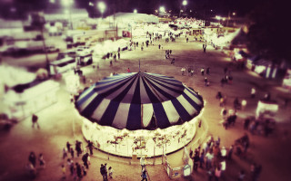Carousel night tiltshift tent people - tilt shift free wallpaper