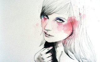 Woman tie pink portrait watercolor - a tie free wallpaper