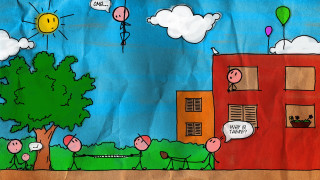 Building balloons tree clouds storybook - balloon free wallpaper