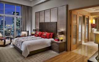 Bedroom cityscape night warm lighting - warm free wallpaper