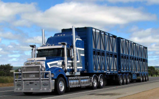 Blue truck highway sky clouds - a highway free wallpaper