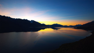 Lake mountains sunset reflection outdoors - sunrise free wallpaper