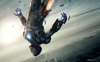 Flying man hands glowing earth - front of him free wallpaper