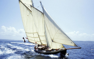 Sailboat water blue sky clouds 2 - a flemish baroque free wallpaper