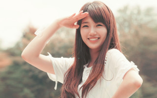Woman smiling longhair white shirt - a white shirt free wallpaper